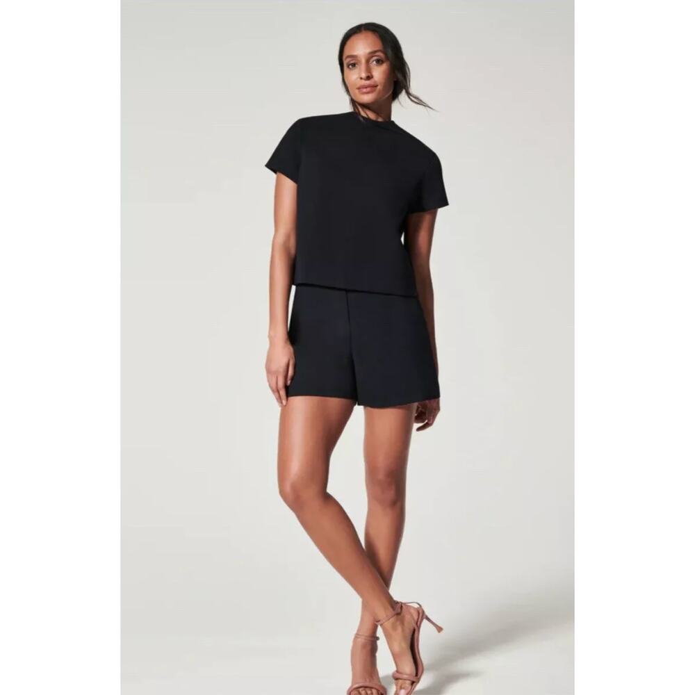 NWT‎ Spanx The Perfect A-Line Short Black Pull-On Ponte Stretch Smoothing Small